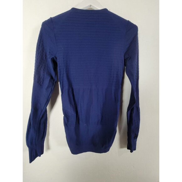 Derek Lam 10C Athleta Women Long Sleeve 1/2 Zip Texture Top Medium Navy Pullover - Picture 2 of 6